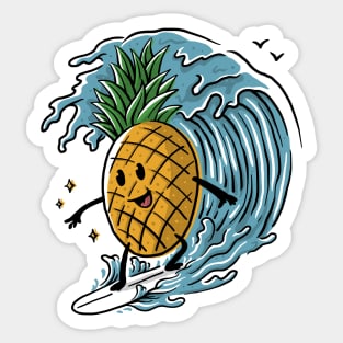 Pineapple Surfing Sticker